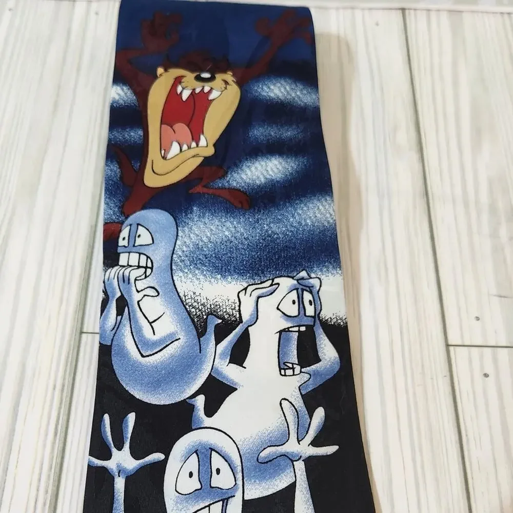 Vintage Looney Tunes Mania Blue Tasmanian‎ Devil Ghost Halloween 1996 Men's Tie